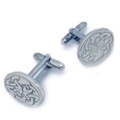 Celtic Oval Cufflinks in Polished Pewter
