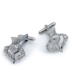 Thistle Cufflinks in Polished Pewter