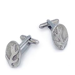 Stag Antler Cufflinks in Polished Pewter