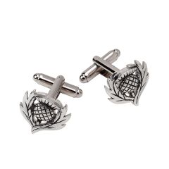 Cufflinks with Thistle Shaped Design in Polish Pewter
