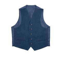 Ghillie Blue Shetland Tweed 5 Button Kilt Waistcoat