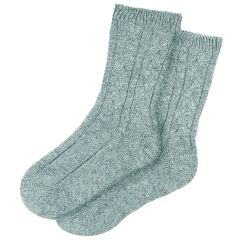 Ladies Luxury Ascot Grey Cable Cashmere Socks