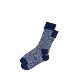 Mens Navy Cairn Crew Length Merino Blend Socks