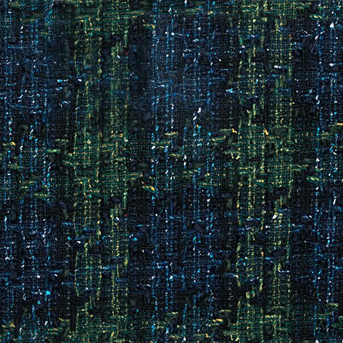 Blue / Bottle Houndstooth Check Donegal Wool Tweed Fabric Sample