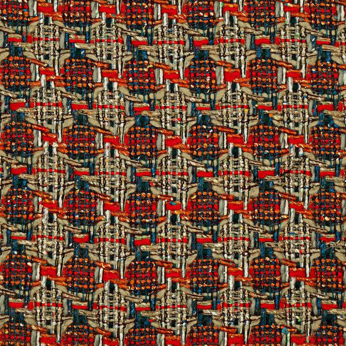 Blue / Red Texture Check Wool Tweed Fabric