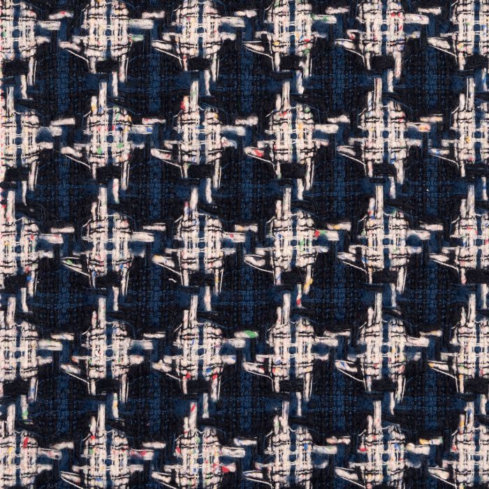 Navy / Black Check Wool Tweed Fabric