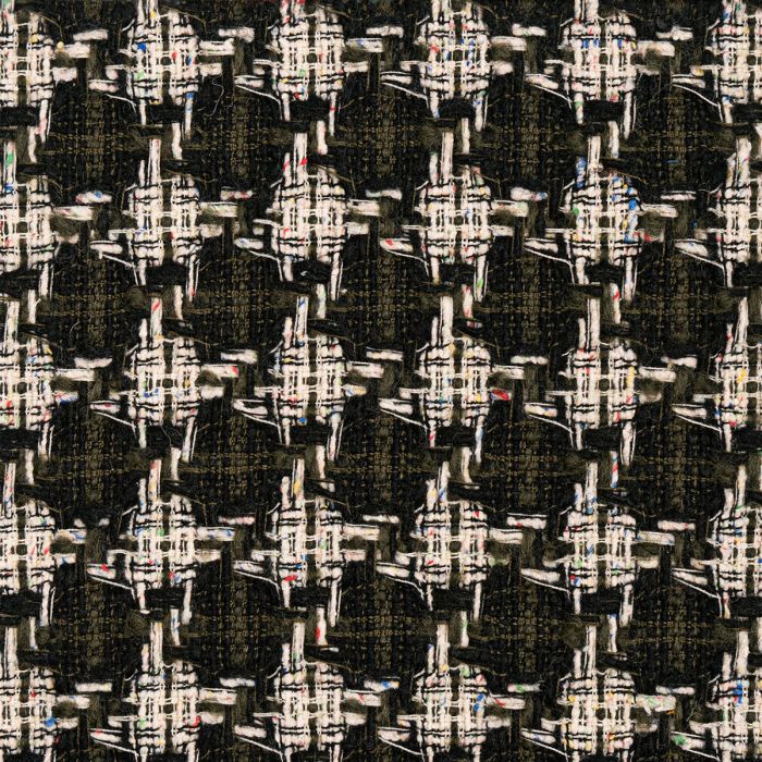 Olive / Black Check Wool Tweed Fabric