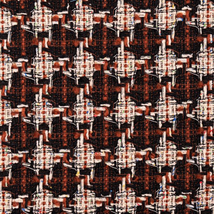 Rust / Black Check Wool Tweed Fabric Sample
