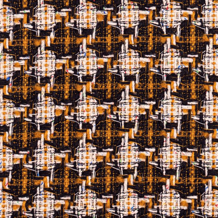 Ochre / Black Check Wool Tweed Fabric