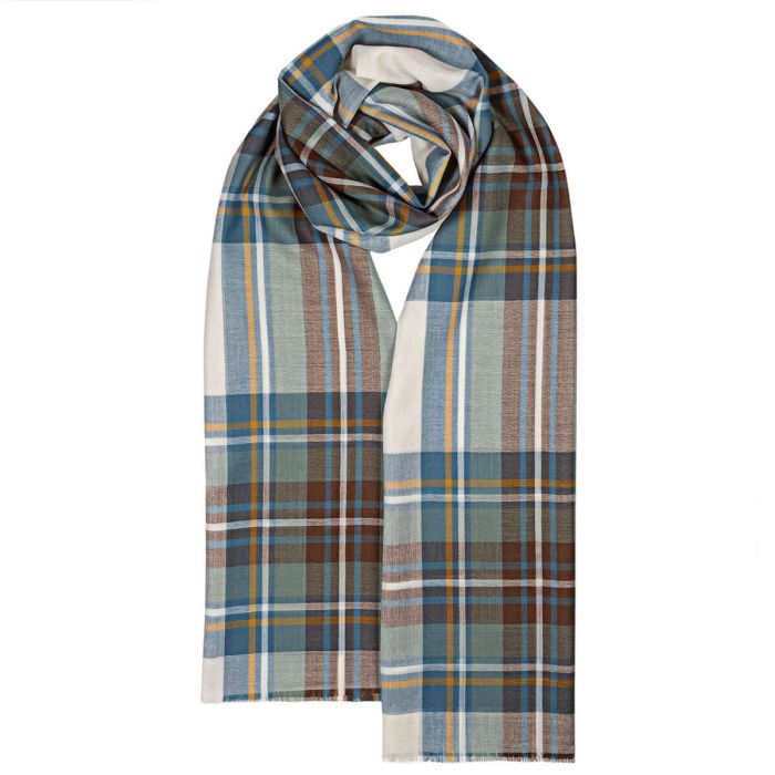 Alba Stewart Blue Dress Extra Fine Merino Stole