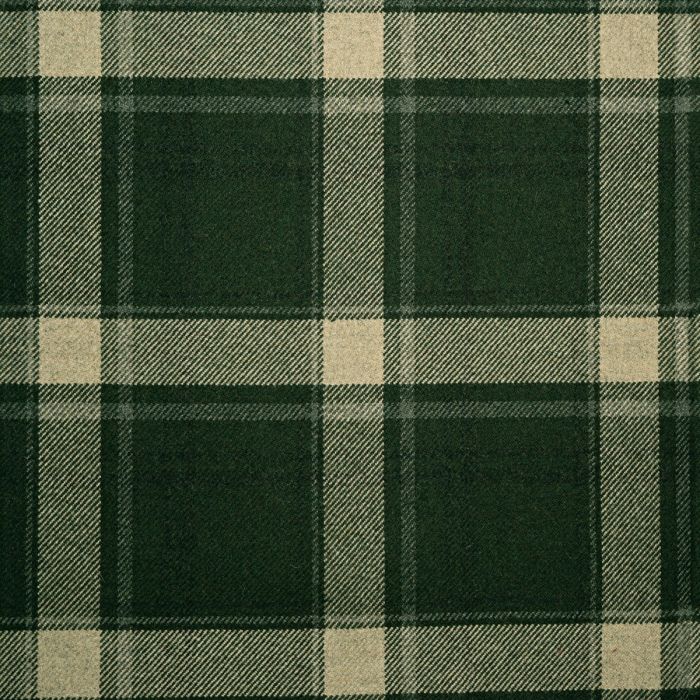 Olive Plaid Soft Wool Recycled Blend Tweed Fabric