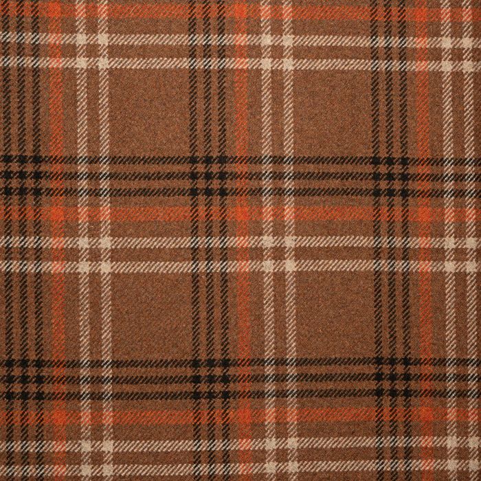 Rust Plaid Soft Wool Recycled Blend Tweed Fabric