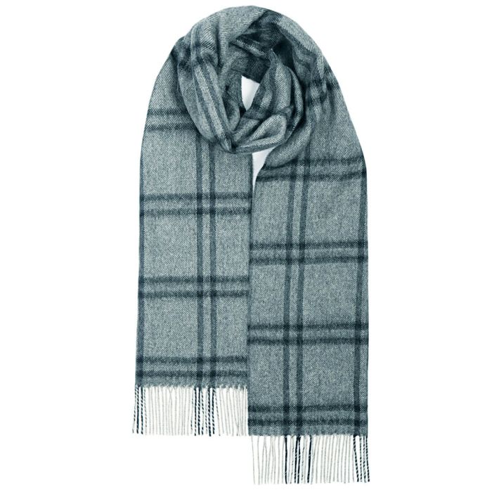 Darwin Grey Plaid Oversized Lambswool Scarf