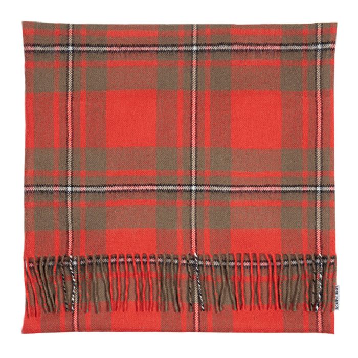 Borders MacGregor Weathered Tartan Lambswool Large Fringed Cushion Cover