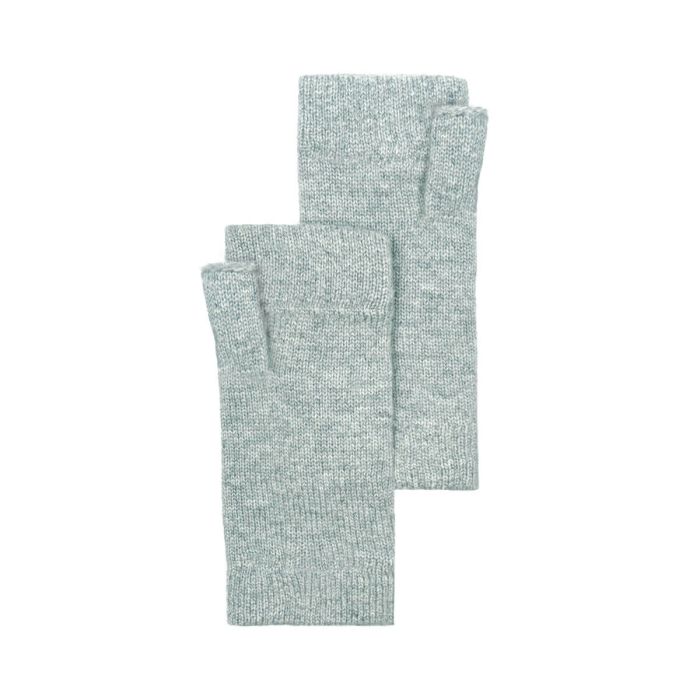 Womens Luxury Silver Cashmere Wrist Warmers Fingerless Gloves