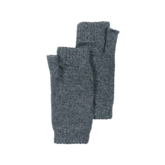 Womens Charcoal Cashmere Wrist Warmers Fingerless Gloves