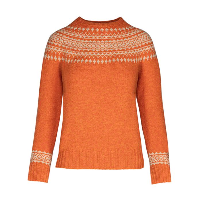 Women's Heather Jaffa Fair Isle Knitted Wool Crew Neck Jumper