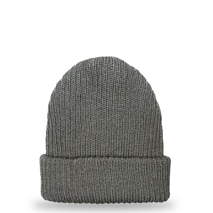 Charcoal Merino Wool Ribbed Beanie Hat