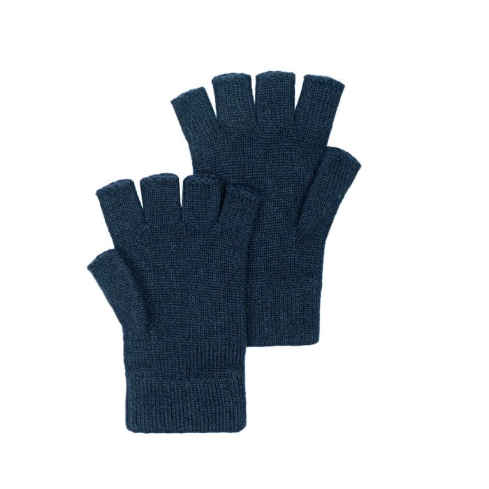 Womens Luxury Dark Navy Cashmere Fingerless Gloves