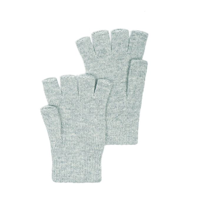 Womens Luxury Silver Cashmere Fingerless Gloves