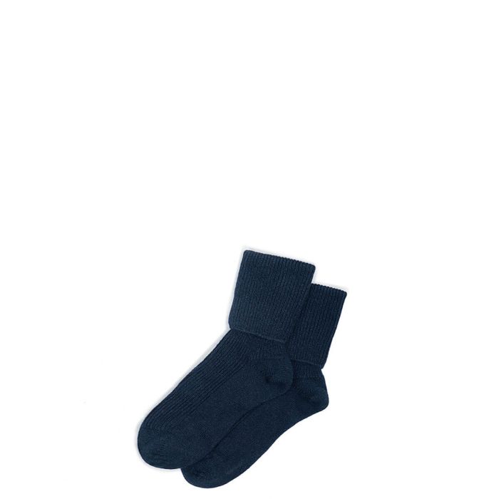 Womens Luxury Ribbed Dark Navy Cashmere Socks