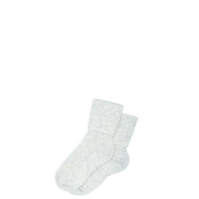 Womens Luxury Ribbed Silver Cashmere Socks