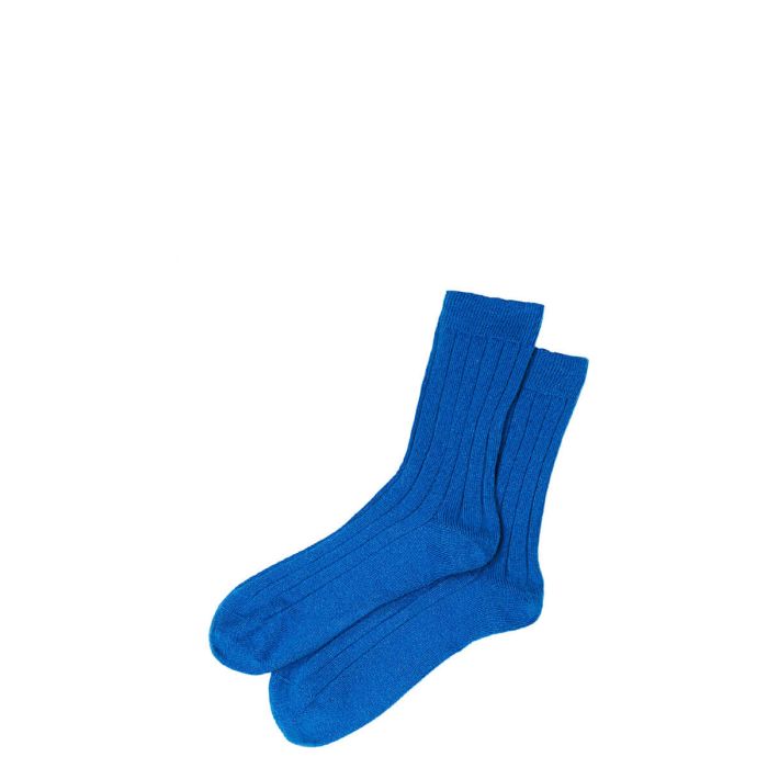 Mens Luxury Electric Blue Cashmere Blend Socks - Medium