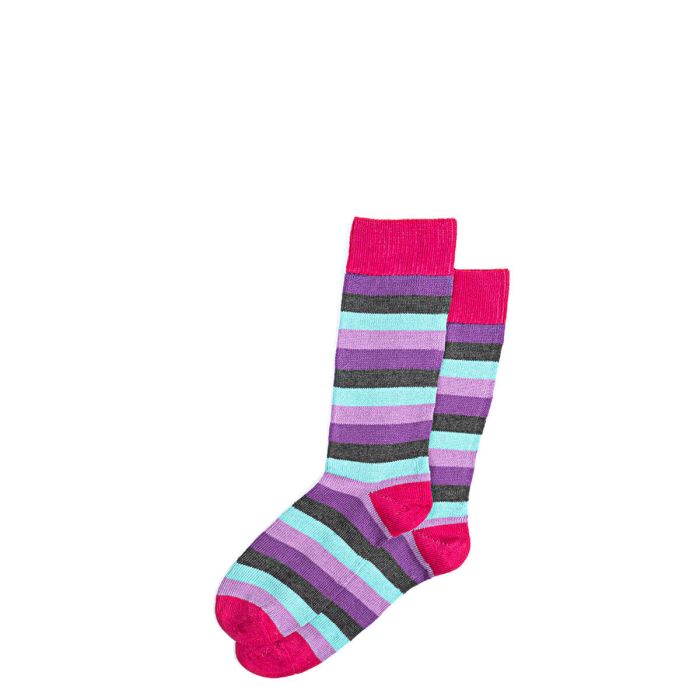 Mens Fuchsia Stripe Merino Blend Socks