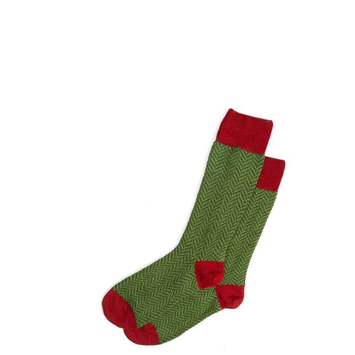 Men's Brick Red Herringbone Merino Blend Socks