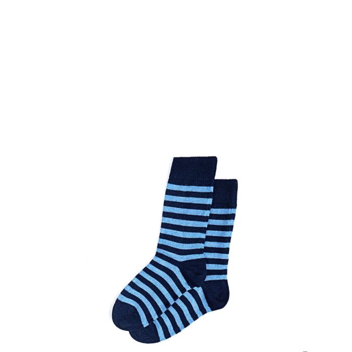 Womens Navy Stripe Merino Blend Socks