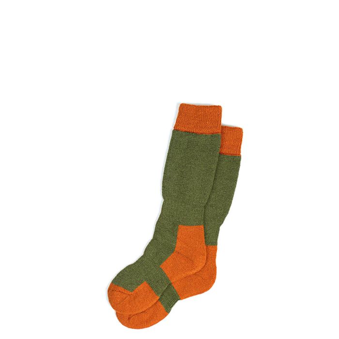 Womens Dark Olive Glen Crew Length Merino Blend Socks