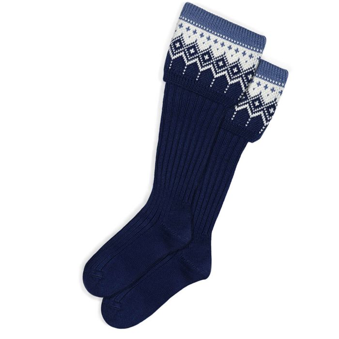 Womens Navy Iona Long Boot Socks