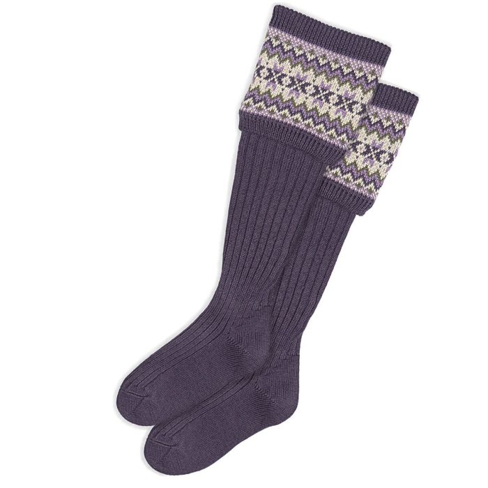Womens Thistle Fair Isle Long Boot Socks