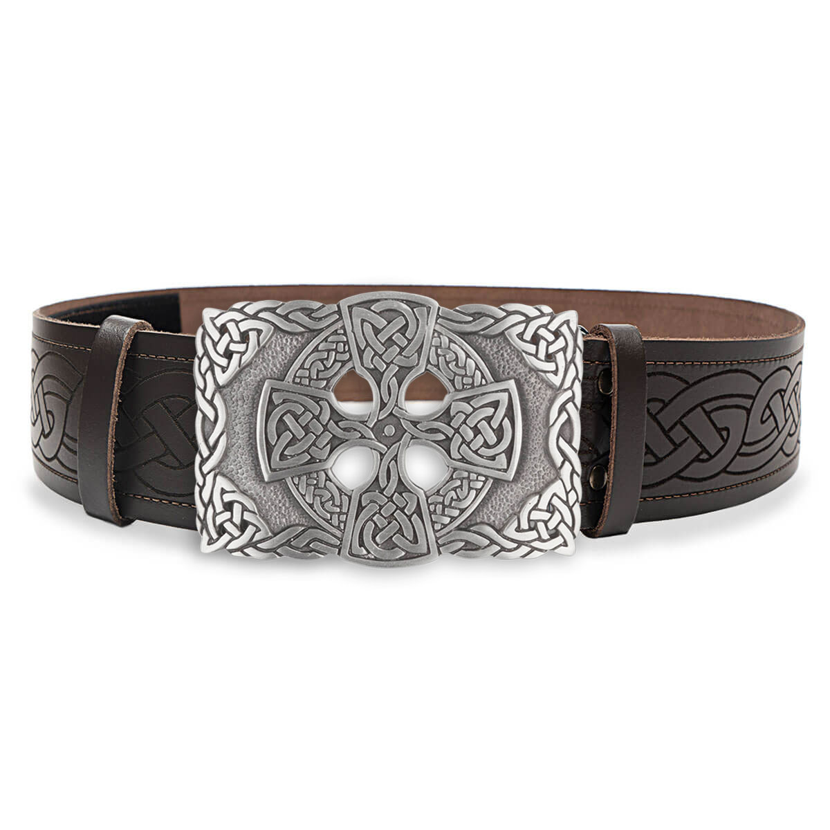 Celtic Cross Kilt Belt Buckle in Antique Matte Pewter Gallery Image 3