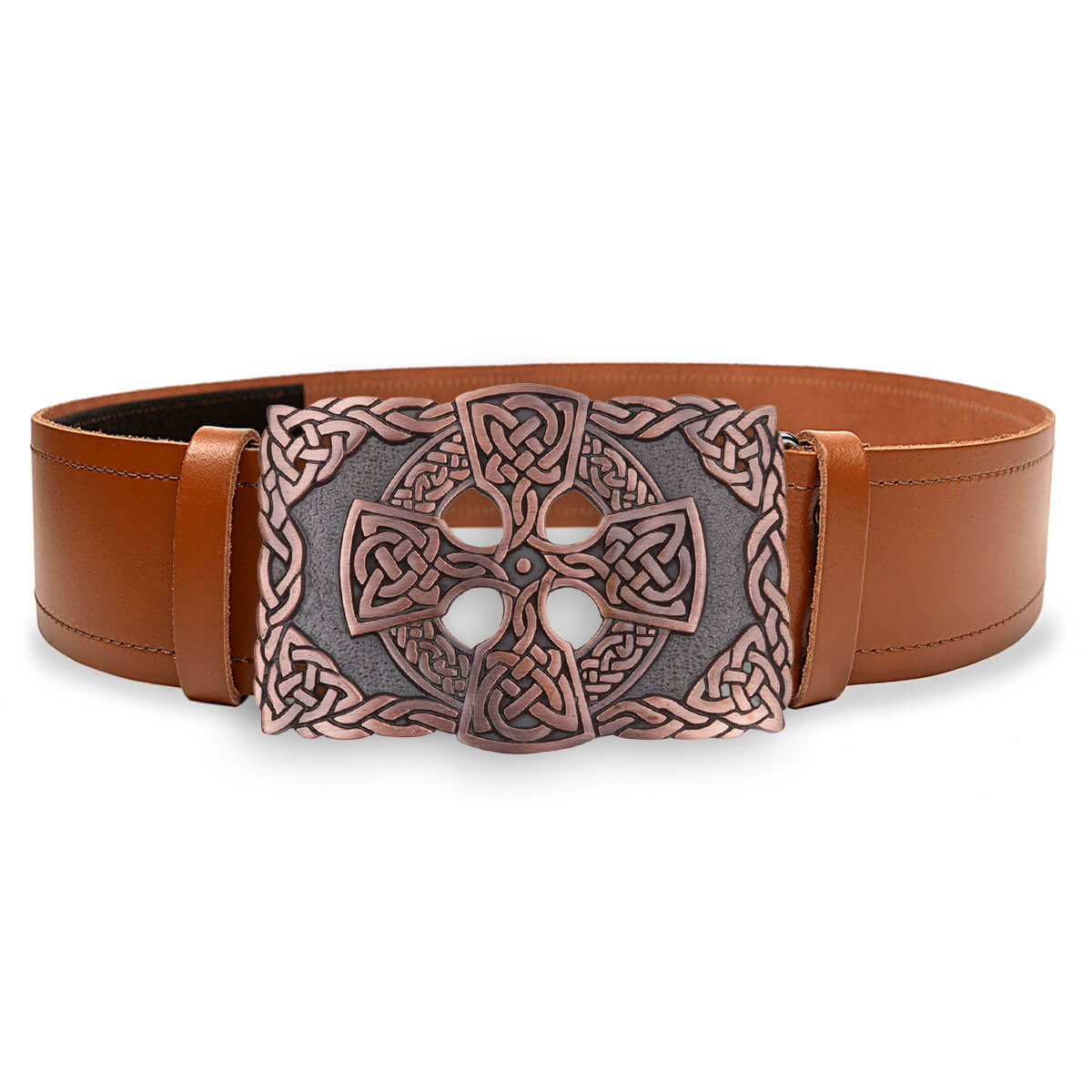Celtic Cross Kilt Belt Buckle in Chocolate Bronze Pewter Gallery Image 3