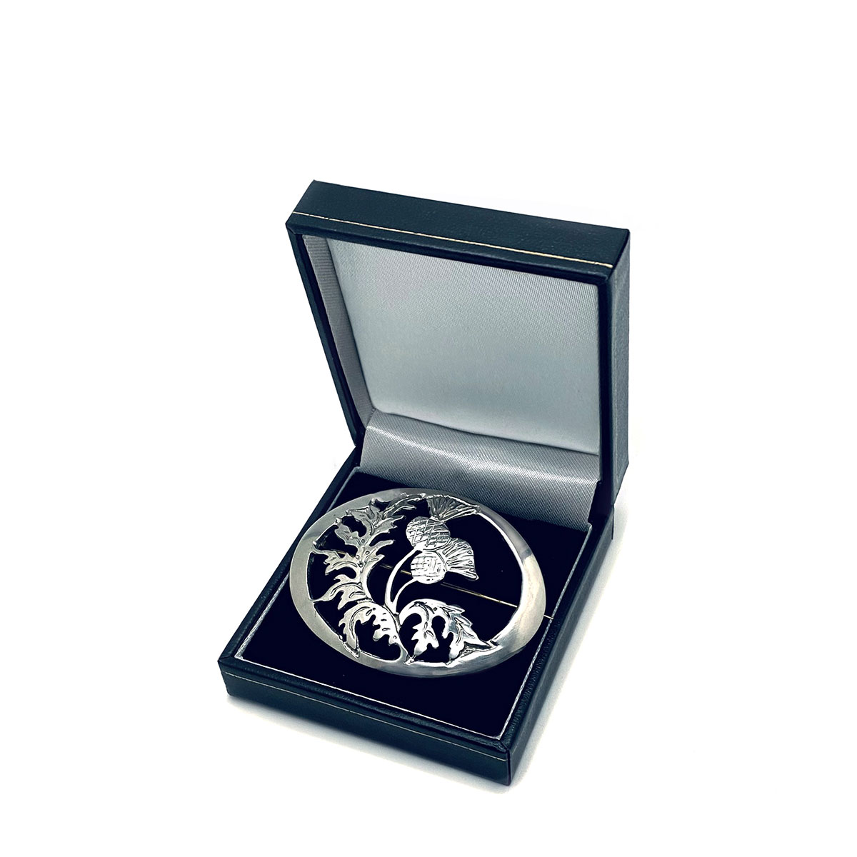Thistle Small Brooch in Polished Pewter Gallery Image 2