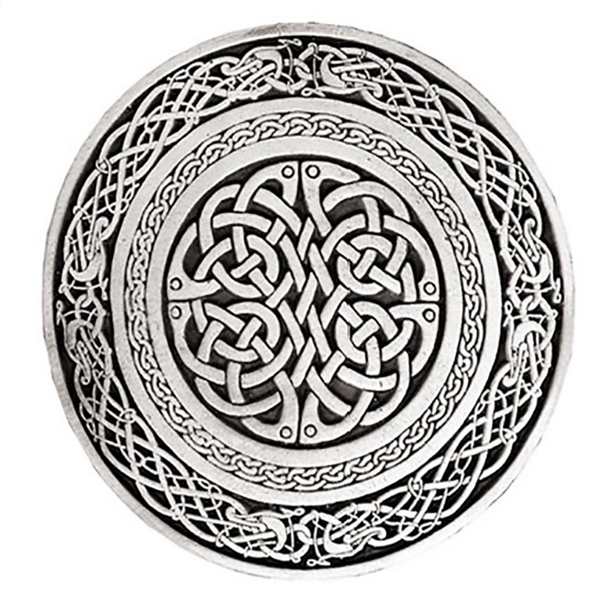 Wallace Circular Celtic Knot Buckle in Antique Silver & Leather Belt Gallery Image 1