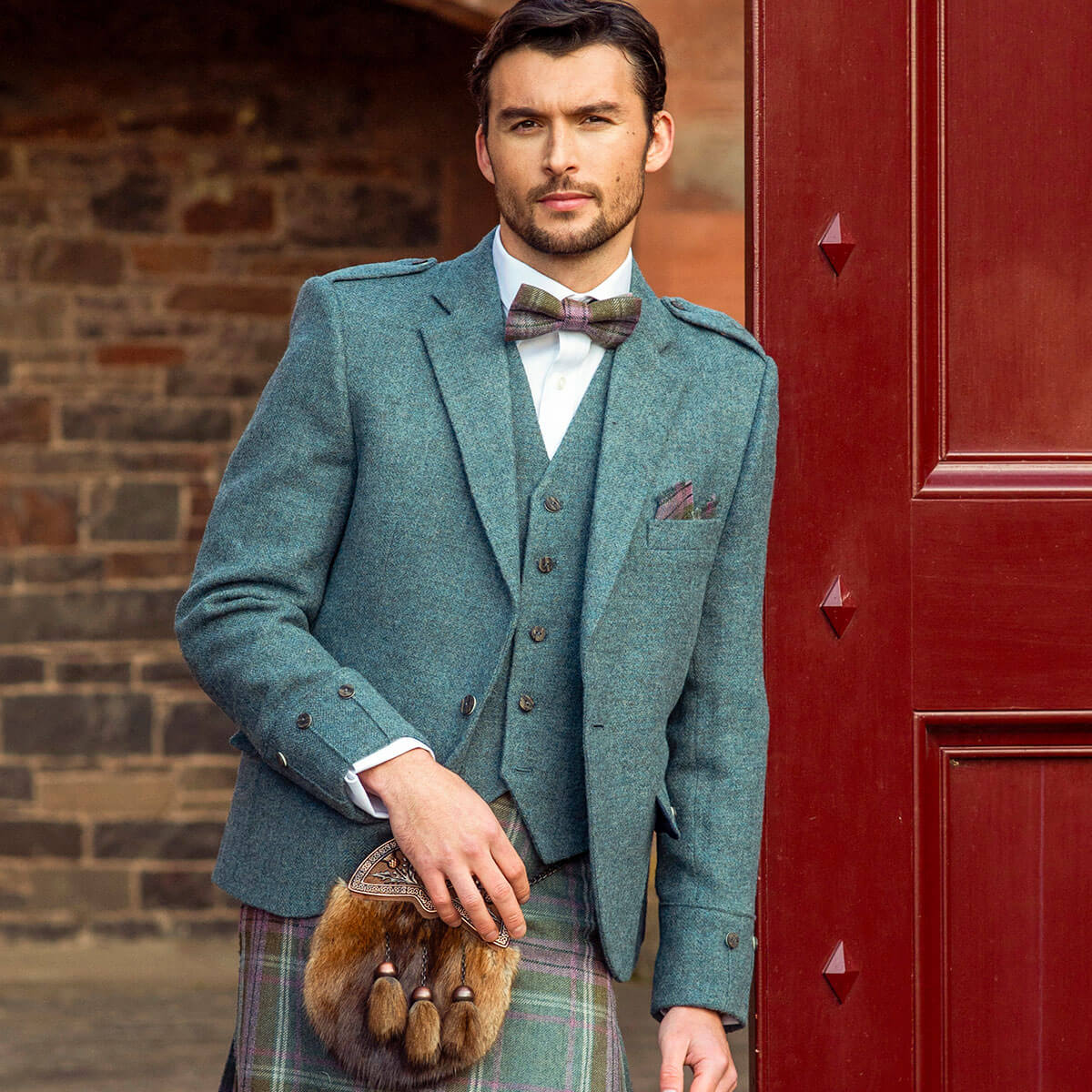Fishermans Blue Shetland Tweed Argyll Kilt Jacket Gallery Image 5