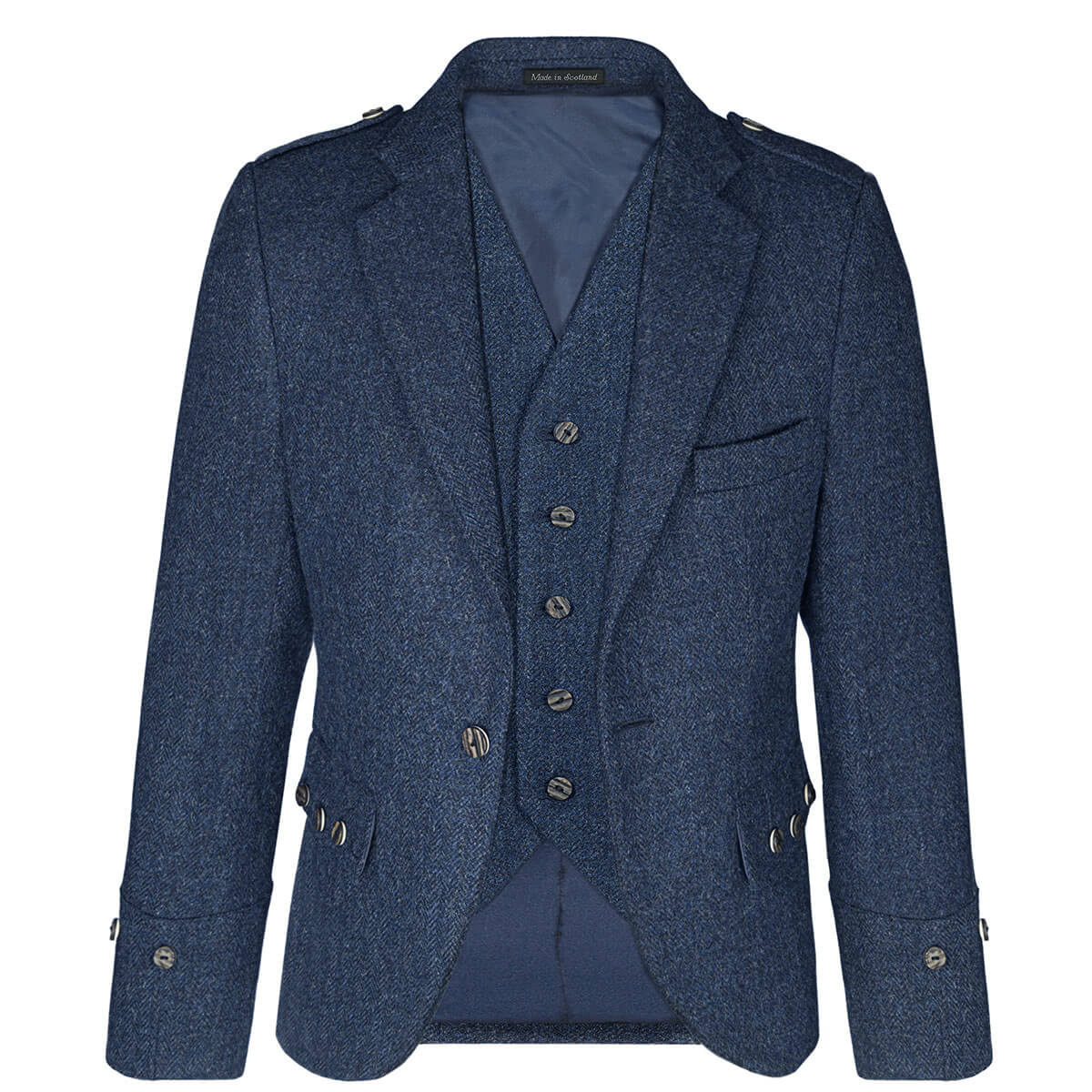 Ghillie Blue Shetland Tweed 5 Button Kilt Waistcoat Gallery Image 3