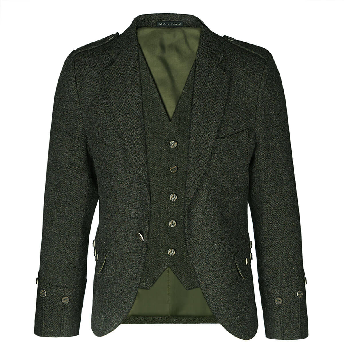 Forrester Green Shetland Tweed 5 Button Kilt Waistcoat Gallery Image 2