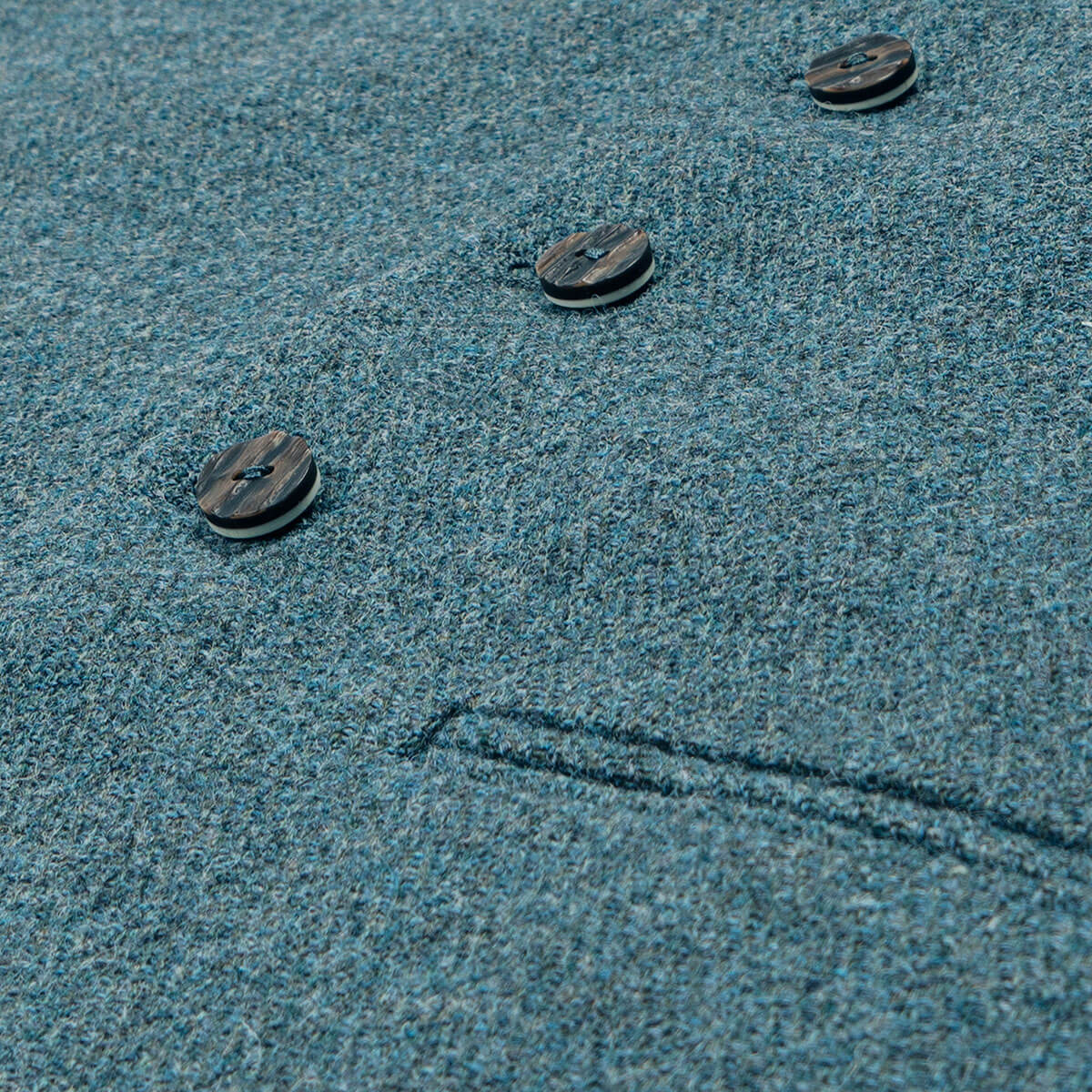 Fishermans Blue Shetland Tweed 5 Button Kilt Waistcoat Gallery Image 2