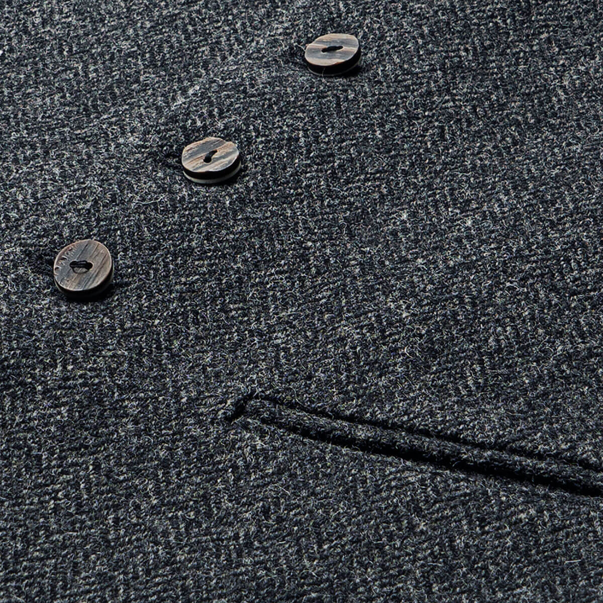 Porters Grey Shetland Tweed 5 Button Kilt Waistcoat Gallery Image 2