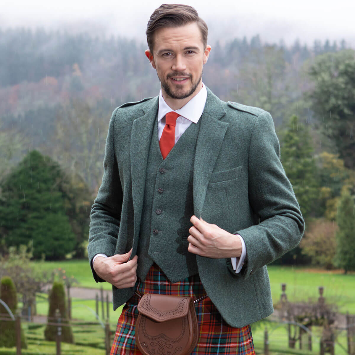 Estate Managers Green Shetland Tweed Crail Kilt Jacket Gallery Image 6