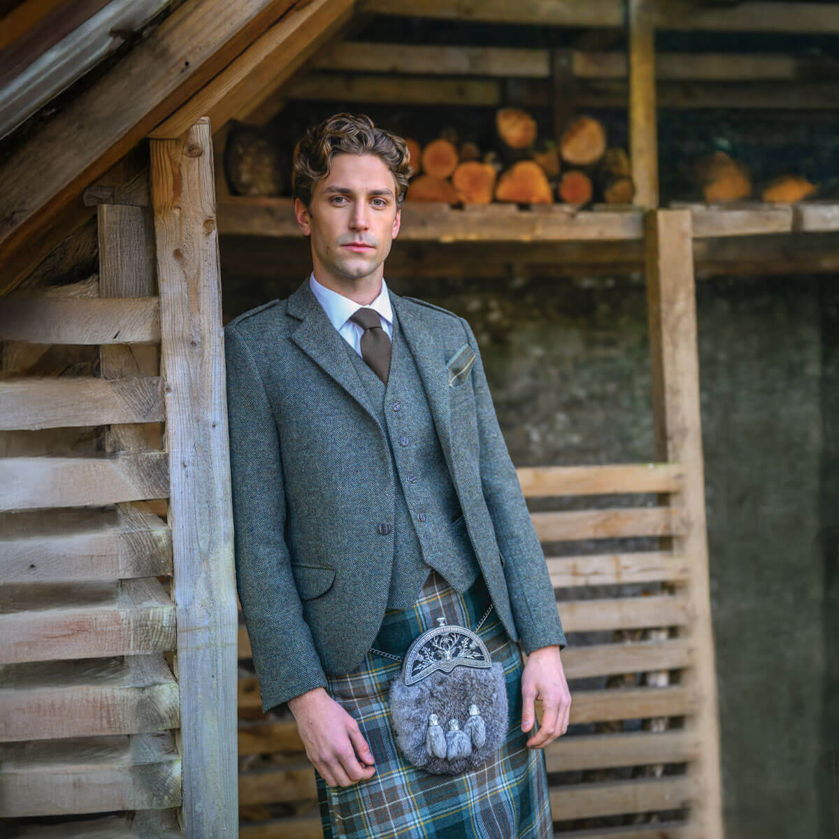 Forrester Green Shetland Tweed 5 Button Kilt Waistcoat Gallery Image 5