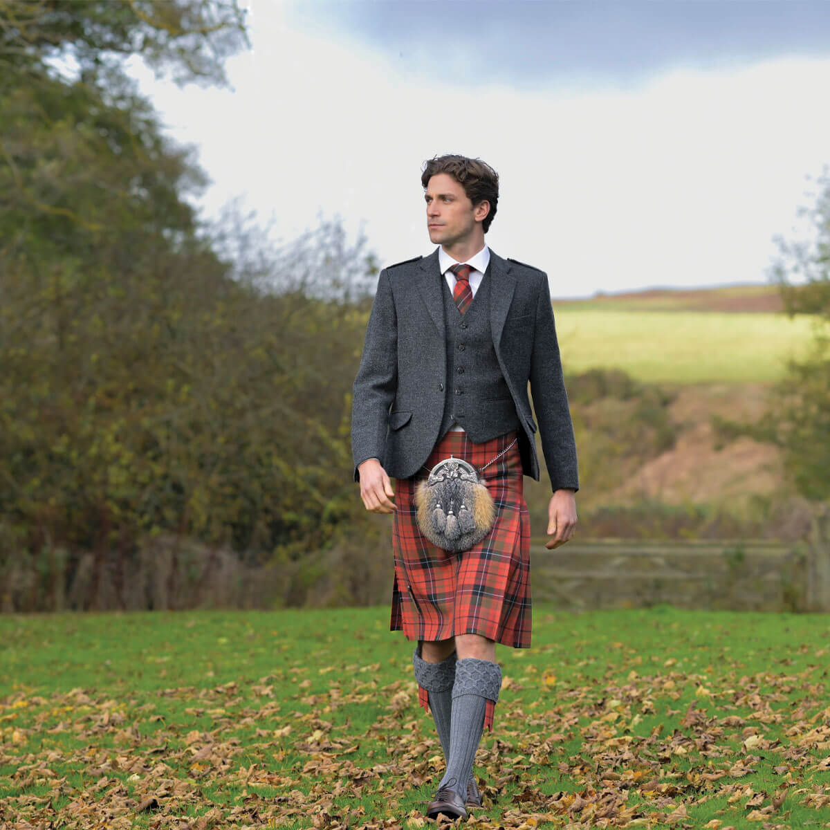 Porters Grey Shetland Tweed Crail Kilt Jacket Gallery Image 6