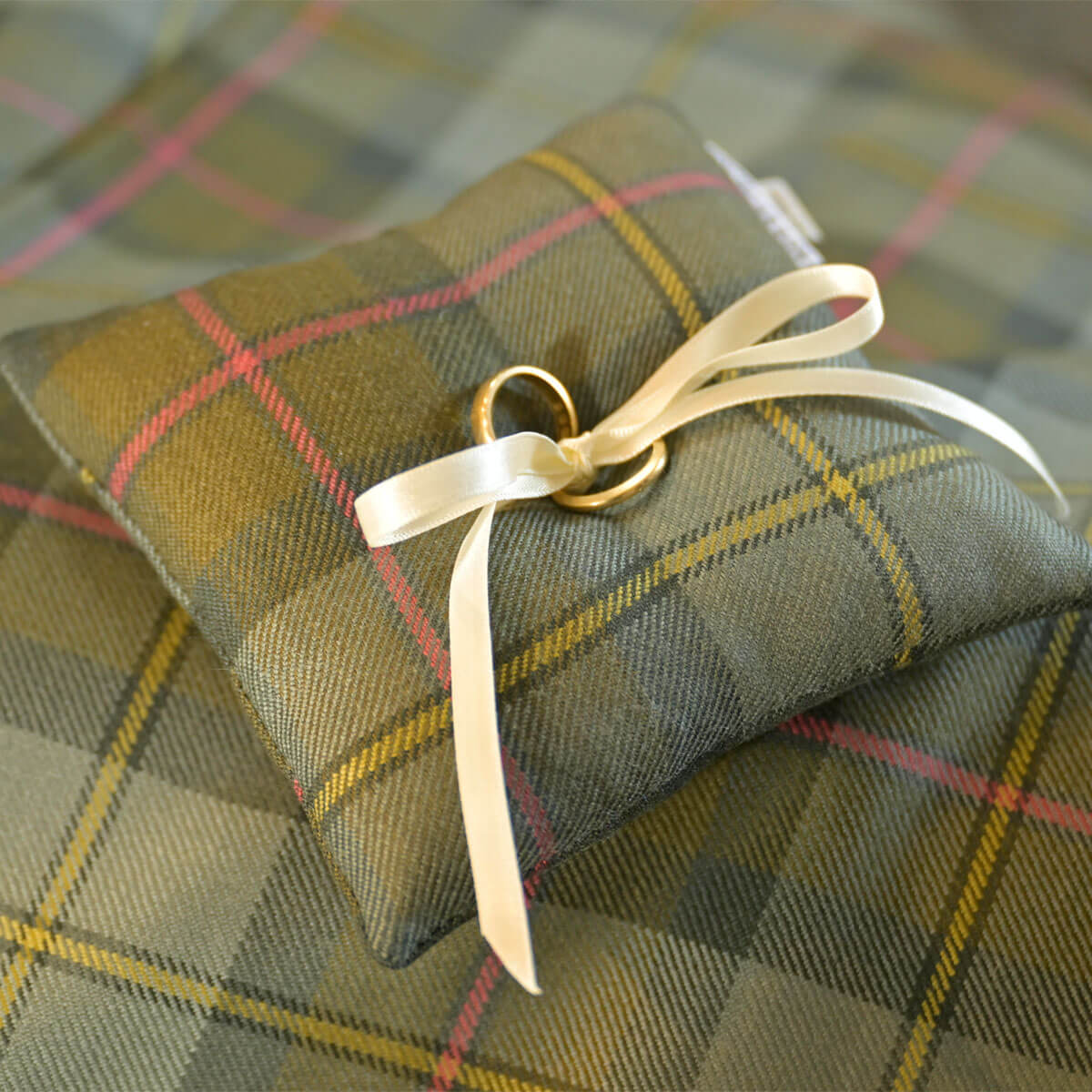 Made to Order Reiver Tartan Wedding Ring Cushion Gallery Image 5
