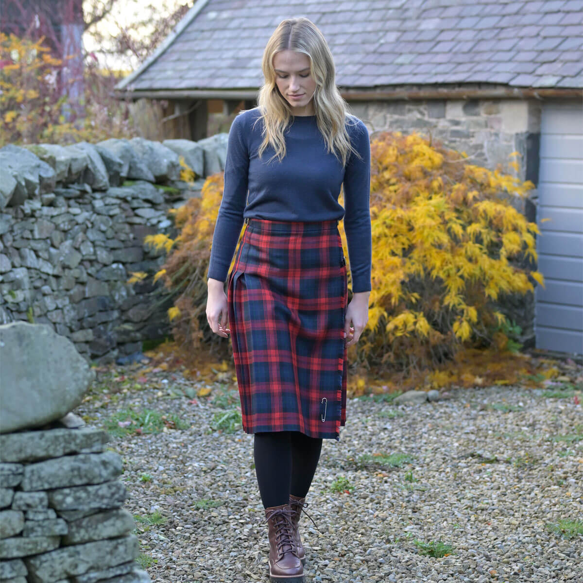 Ladies Tartan Kilted Deep Pleat Skirt Gallery Image 7