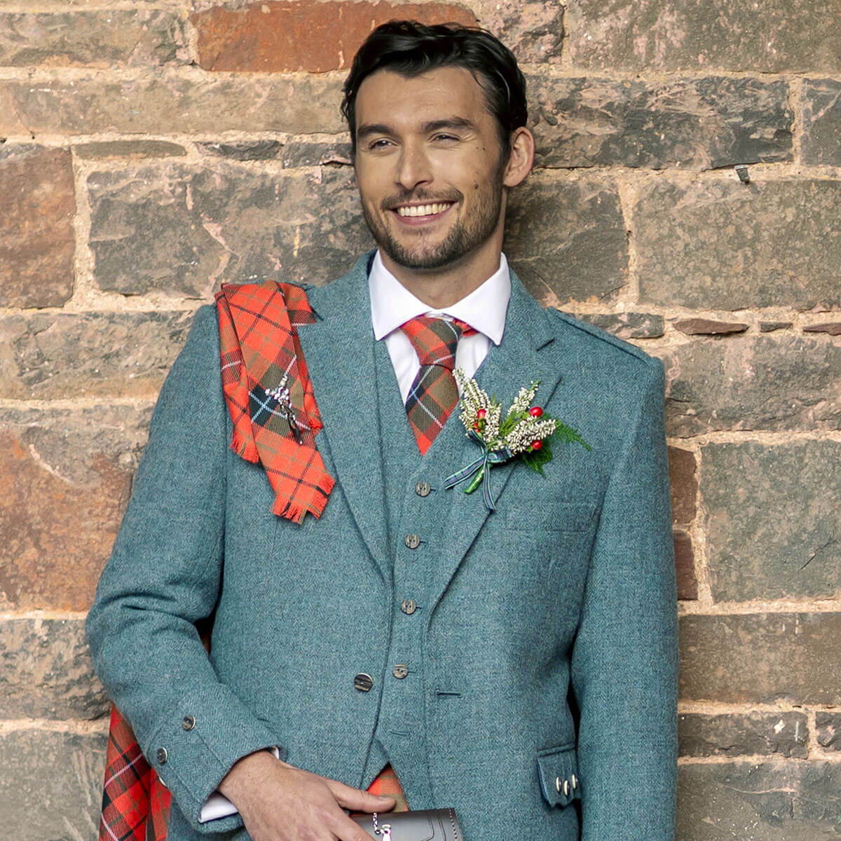 Fishermans Blue Shetland Tweed 5 Button Kilt Waistcoat Gallery Image 4