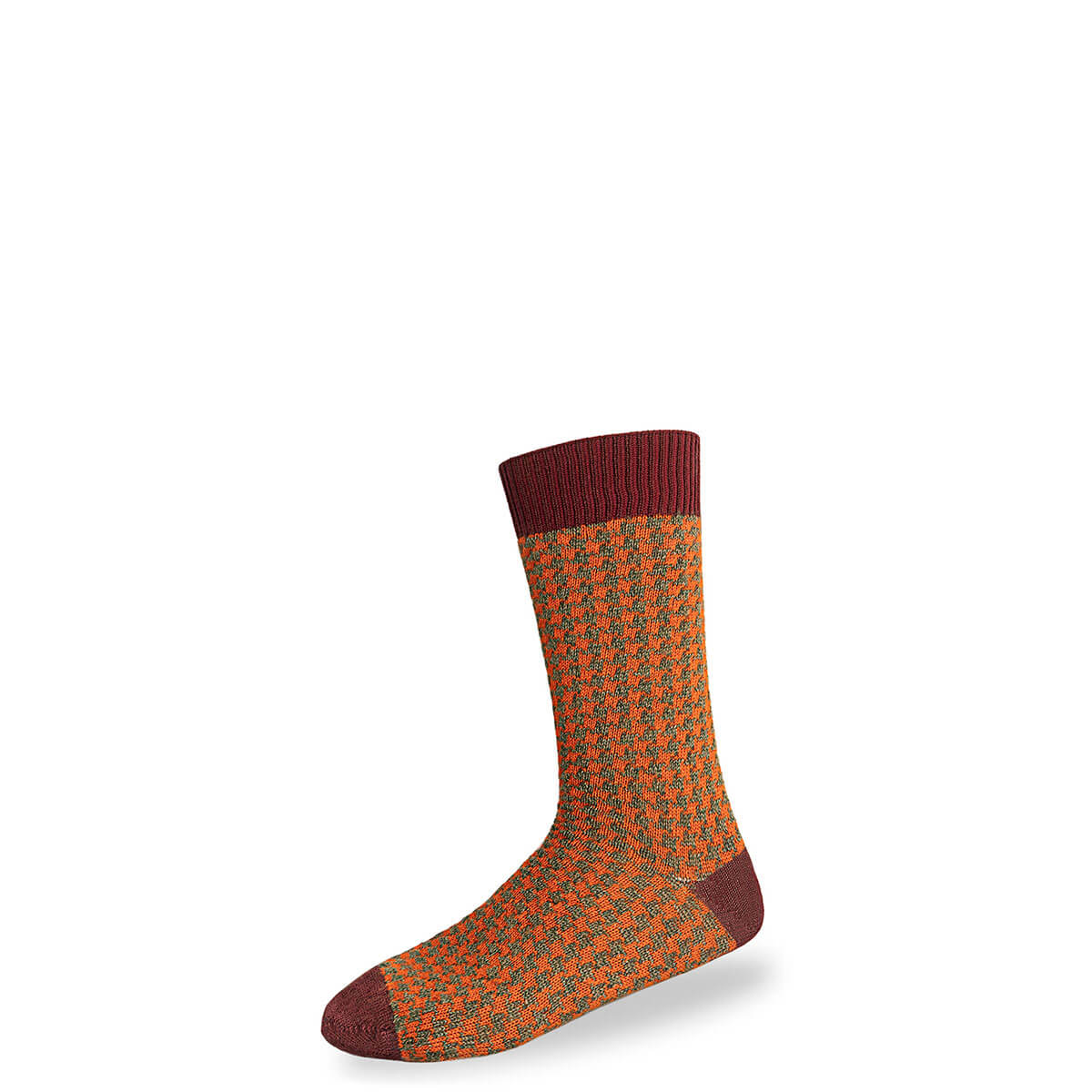 Mens Burgundy Houndstooth Merino Blend Socks Gallery Image 2