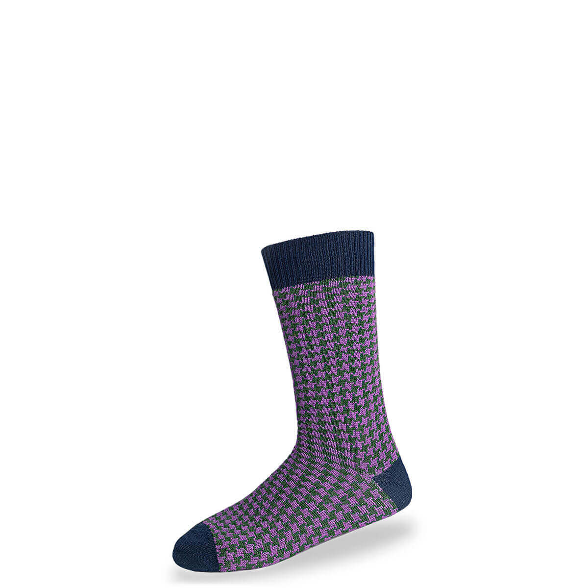 Men's Navy Houndstooth Merino Blend Socks Gallery Image 2